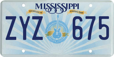 MS license plate ZYZ675