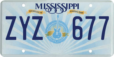 MS license plate ZYZ677