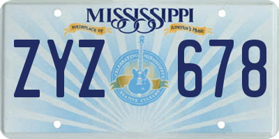 MS license plate ZYZ678