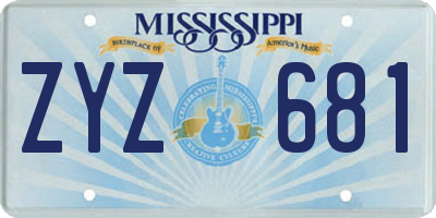 MS license plate ZYZ681