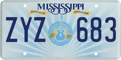 MS license plate ZYZ683