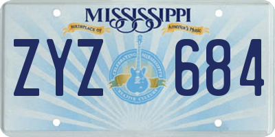 MS license plate ZYZ684