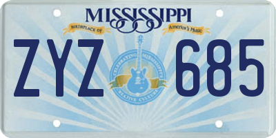 MS license plate ZYZ685