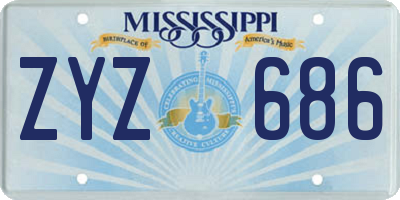 MS license plate ZYZ686