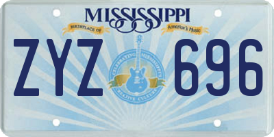 MS license plate ZYZ696