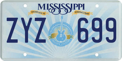MS license plate ZYZ699