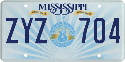 MS license plate ZYZ704