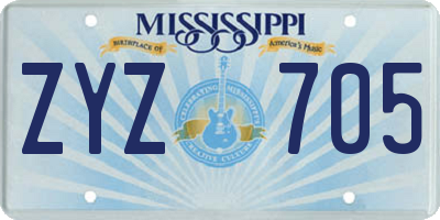 MS license plate ZYZ705
