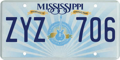 MS license plate ZYZ706