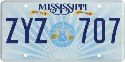 MS license plate ZYZ707
