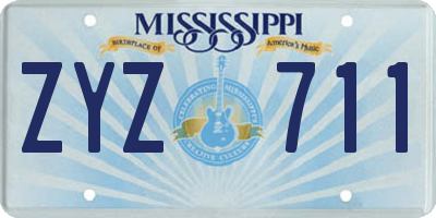 MS license plate ZYZ711