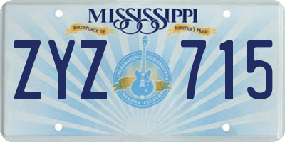 MS license plate ZYZ715