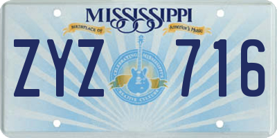 MS license plate ZYZ716