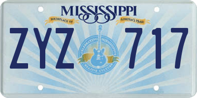 MS license plate ZYZ717