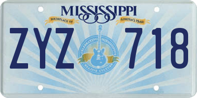 MS license plate ZYZ718