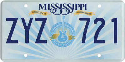 MS license plate ZYZ721