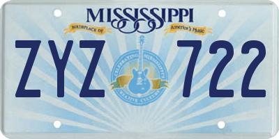 MS license plate ZYZ722