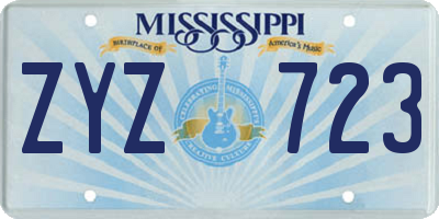 MS license plate ZYZ723