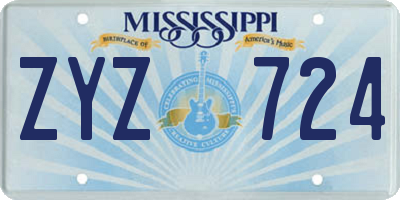 MS license plate ZYZ724