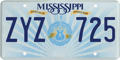 MS license plate ZYZ725