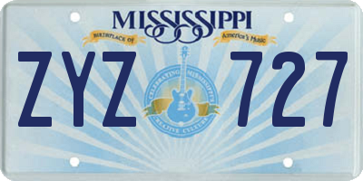 MS license plate ZYZ727