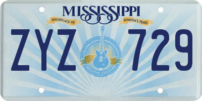 MS license plate ZYZ729