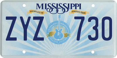 MS license plate ZYZ730