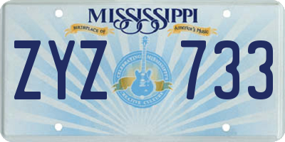MS license plate ZYZ733