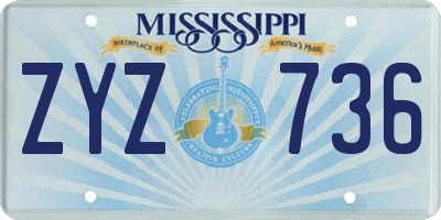 MS license plate ZYZ736