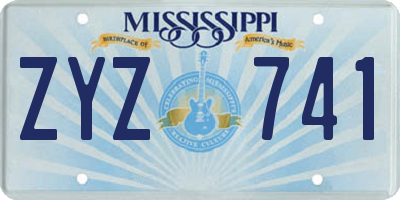 MS license plate ZYZ741