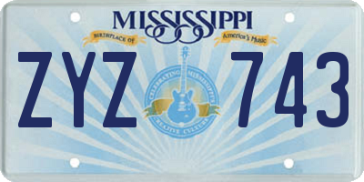 MS license plate ZYZ743