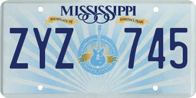 MS license plate ZYZ745
