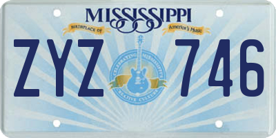 MS license plate ZYZ746