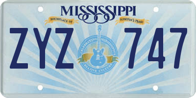 MS license plate ZYZ747