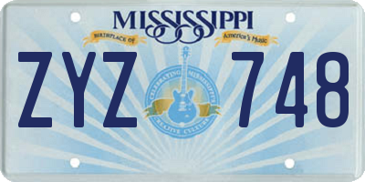 MS license plate ZYZ748
