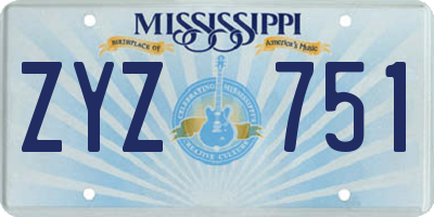 MS license plate ZYZ751