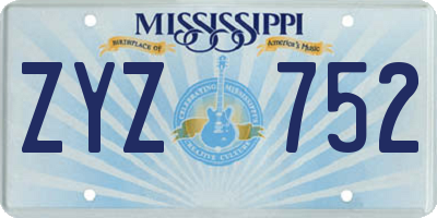 MS license plate ZYZ752