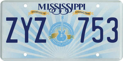 MS license plate ZYZ753