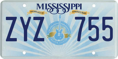 MS license plate ZYZ755