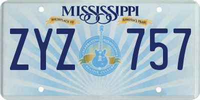 MS license plate ZYZ757