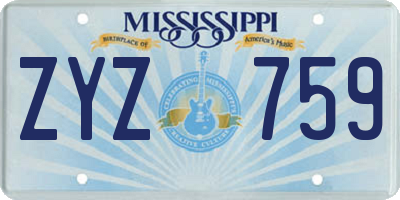 MS license plate ZYZ759