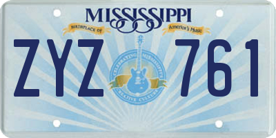 MS license plate ZYZ761