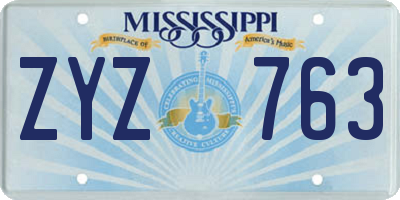 MS license plate ZYZ763
