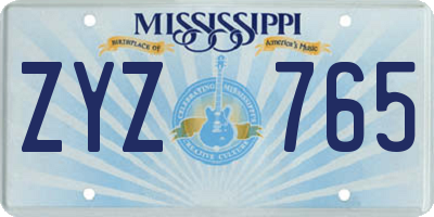 MS license plate ZYZ765
