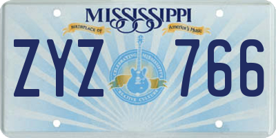 MS license plate ZYZ766