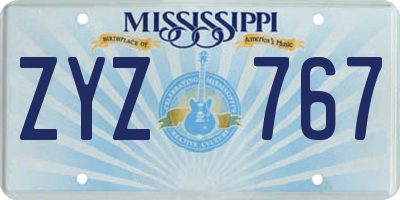MS license plate ZYZ767
