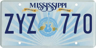 MS license plate ZYZ770