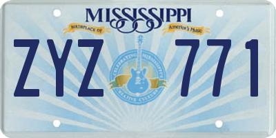 MS license plate ZYZ771