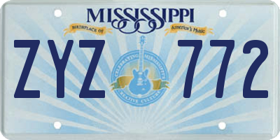 MS license plate ZYZ772