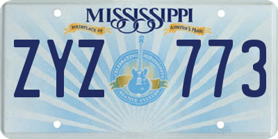 MS license plate ZYZ773